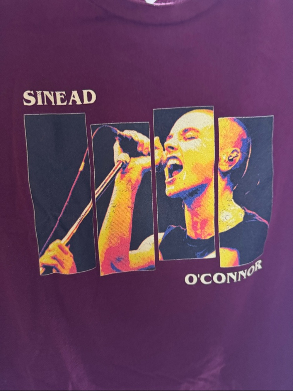 Maroon Sinead O'Connor / black flag bars Graphic Tee, large quality punk t-shirt - Picture 3 of 16